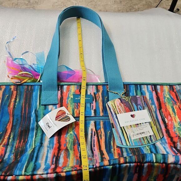 NWT M B Greene Colorful Striped Shopper Tote Bag - Picture 7 of 9